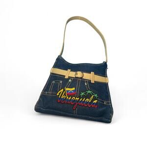 Y2k embroidered denim mini purse